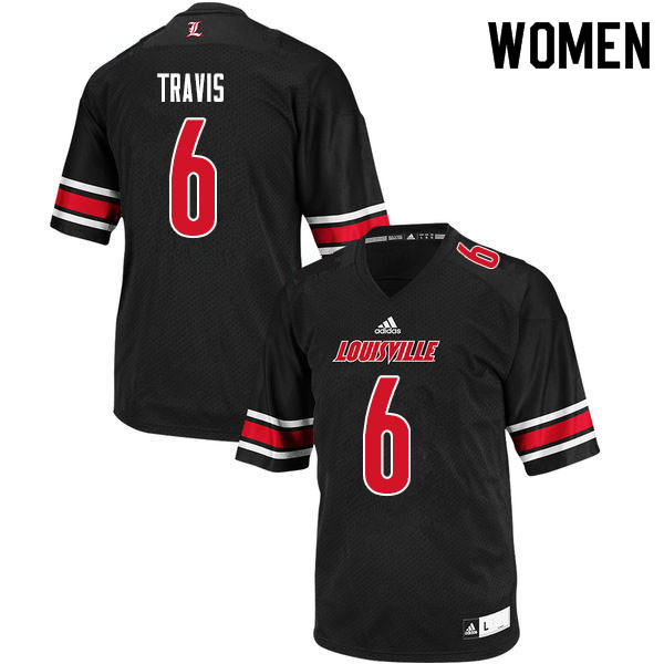Women #6 Jordan Travis Louisville Cardinals College Football Jerseys Sale-Black - Click Image to Close